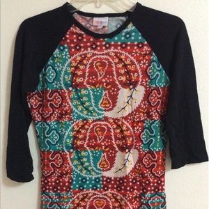 LuLaRoe Randy Tee Floral Paisley Black XXS